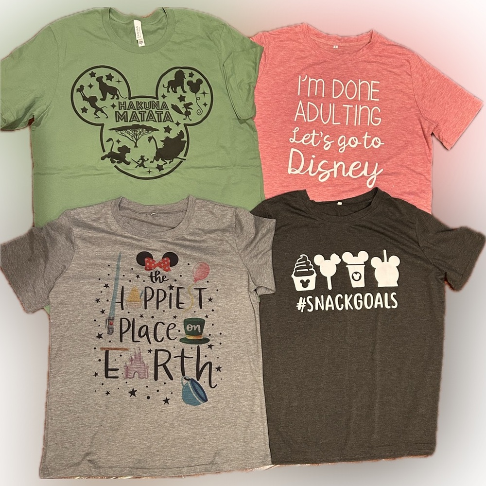 4 Disney Shirts- Size Large- Disney Park ready